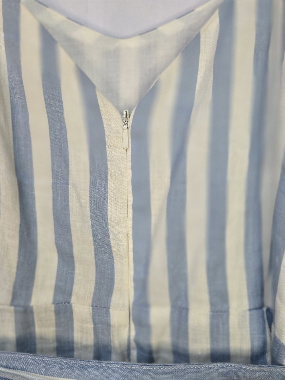 MANGO Casual Size XS Striped Blue & White Maxi Jumpsuit with Tie Waist - Picture 8 of 9